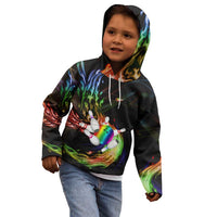 Custom Bowling Quarter Rainbow fFame Bowling Ball Kid Hoodie with Colorful Flaming Strike Design Rainbow Ball - Wonder Print Shop