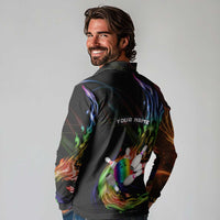 Custom Bowling Quarter Rainbow fFame Bowling Ball Long Sleeve Polo Shirt with Colorful Flaming Strike Design Rainbow Ball - Wonder Print Shop