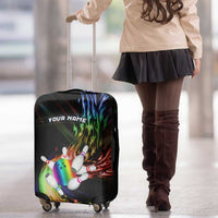 Custom Bowling Quarter Rainbow fFame Bowling Ball Luggage Cover with Colorful Flaming Strike Design Rainbow Ball - Wonder Print Shop