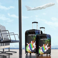 Custom Bowling Quarter Rainbow fFame Bowling Ball Luggage Cover with Colorful Flaming Strike Design Rainbow Ball - Wonder Print Shop