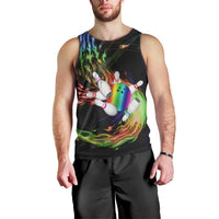 Custom Bowling Quarter Rainbow fFame Bowling Ball Men Tank Top with Colorful Flaming Strike Design Rainbow Ball - Wonder Print Shop