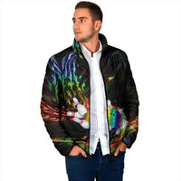 Custom Bowling Quarter Rainbow fFame Bowling Ball Padded Jacket with Colorful Flaming Strike Design Rainbow Ball - Wonder Print Shop