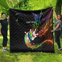 Custom Bowling Quarter Rainbow fFame Bowling Ball Quilt with Colorful Flaming Strike Design Rainbow Ball - Wonder Print Shop