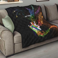 Custom Bowling Quarter Rainbow fFame Bowling Ball Quilt with Colorful Flaming Strike Design Rainbow Ball - Wonder Print Shop