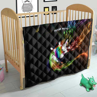 Custom Bowling Quarter Rainbow fFame Bowling Ball Quilt with Colorful Flaming Strike Design Rainbow Ball - Wonder Print Shop
