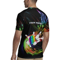 Custom Bowling Quarter Rainbow fFame Bowling Ball Rugby Jersey with Colorful Flaming Strike Design Rainbow Ball - Wonder Print Shop