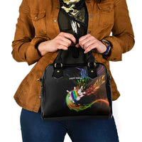 Custom Bowling Quarter Rainbow fFame Bowling Ball Shoulder Handbag with Colorful Flaming Strike Design Rainbow Ball - Wonder Print Shop