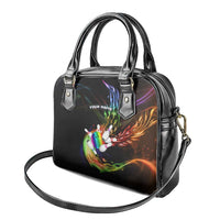Custom Bowling Quarter Rainbow fFame Bowling Ball Shoulder Handbag with Colorful Flaming Strike Design Rainbow Ball - Wonder Print Shop