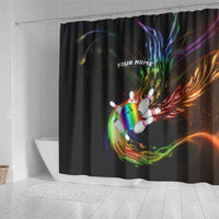 Custom Bowling Quarter Rainbow fFame Bowling Ball Shower Curtain with Colorful Flaming Strike Design Rainbow Ball - Wonder Print Shop