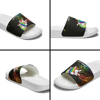 Custom Bowling Quarter Rainbow fFame Bowling Ball Slide Sandals with Colorful Flaming Strike Design Rainbow Ball - Wonder Print Shop