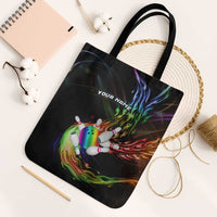 Custom Bowling Quarter Rainbow fFame Bowling Ball Tote Bag with Colorful Flaming Strike Design Rainbow Ball - Wonder Print Shop