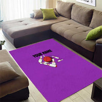 Personalized Purple Black Retro Bowling Area Rug with Cartoon Strike - Wonder Print Shop