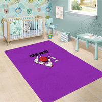Personalized Purple Black Retro Bowling Area Rug with Cartoon Strike - Wonder Print Shop