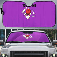Personalized Purple Black Retro Bowling Auto Sun Shade with Cartoon Strike - Wonder Print Shop