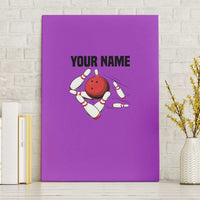Personalized Purple Black Retro Bowling Canvas Wall Art with Cartoon Strike - Wonder Print Shop