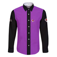 Personalized Purple Black Retro Bowling Family Matching Long Sleeve Bodycon Dress and Hawaiian Shirt with Cartoon Strike - Wonder Print Shop