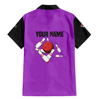 Personalized Purple Black Retro Bowling Family Matching Mermaid Dress and Hawaiian Shirt with Cartoon Strike - Wonder Print Shop