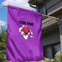 Personalized Purple Black Retro Bowling Garden Flag with Cartoon Strike - Wonder Print Shop