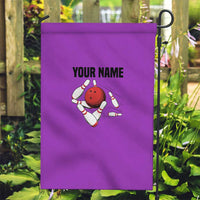 Personalized Purple Black Retro Bowling Garden Flag with Cartoon Strike - Wonder Print Shop