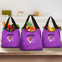 Personalized Purple Black Retro Bowling Grocery Bag with Cartoon Strike - Wonder Print Shop