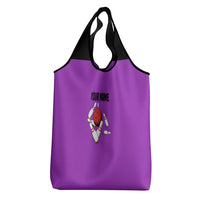 Personalized Purple Black Retro Bowling Grocery Bag with Cartoon Strike - Wonder Print Shop