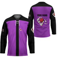 Personalized Purple Black Retro Bowling Hockey Jersey with Cartoon Strike - Wonder Print Shop