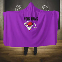 Personalized Purple Black Retro Bowling Hooded Blanket with Cartoon Strike - Wonder Print Shop