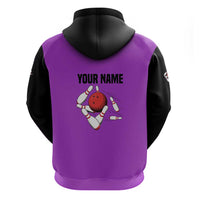 Personalized Purple Black Retro Bowling Hoodie with Cartoon Strike - Wonder Print Shop