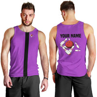 Personalized Purple Black Retro Bowling Men Tank Top with Cartoon Strike - Wonder Print Shop