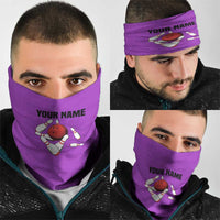 Personalized Purple Black Retro Bowling Neck Gaiter with Cartoon Strike - Wonder Print Shop