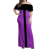 Personalized Purple Black Retro Bowling Off Shoulder Maxi Dress with Cartoon Strike - Wonder Print Shop