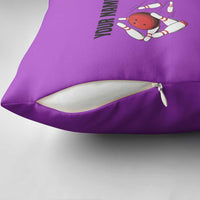 Personalized Purple Black Retro Bowling Pillow Cover with Cartoon Strike - Wonder Print Shop
