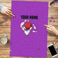 Personalized Purple Black Retro Bowling Puzzle with Cartoon Strike - Wonder Print Shop