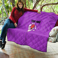 Personalized Purple Black Retro Bowling Quilt with Cartoon Strike - Wonder Print Shop