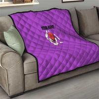 Personalized Purple Black Retro Bowling Quilt with Cartoon Strike - Wonder Print Shop