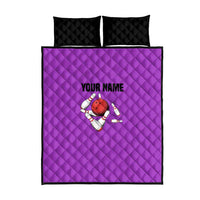 Personalized Purple Black Retro Bowling Quilt Bed Set with Cartoon Strike - Wonder Print Shop