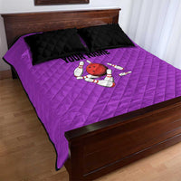 Personalized Purple Black Retro Bowling Quilt Bed Set with Cartoon Strike - Wonder Print Shop