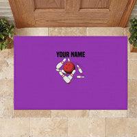 Personalized Purple Black Retro Bowling Rubber Doormat with Cartoon Strike - Wonder Print Shop