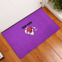 Personalized Purple Black Retro Bowling Rubber Doormat with Cartoon Strike - Wonder Print Shop