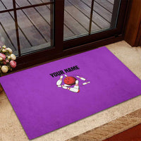 Personalized Purple Black Retro Bowling Rubber Doormat with Cartoon Strike - Wonder Print Shop