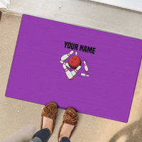Personalized Purple Black Retro Bowling Rubber Doormat with Cartoon Strike - Wonder Print Shop