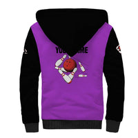 Personalized Purple Black Retro Bowling Sherpa Hoodie with Cartoon Strike - Wonder Print Shop