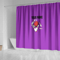 Personalized Purple Black Retro Bowling Shower Curtain with Cartoon Strike - Wonder Print Shop