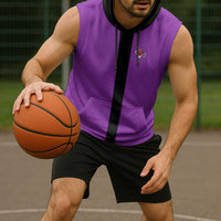 Personalized Purple Black Retro Bowling Sleeveless Hoodie with Cartoon Strike - Wonder Print Shop