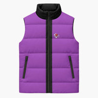 Personalized Purple Black Retro Bowling Sleeveless Puffer Jacket with Cartoon Strike - Wonder Print Shop