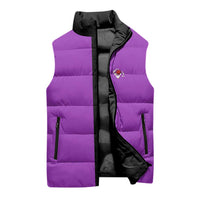 Personalized Purple Black Retro Bowling Sleeveless Puffer Jacket with Cartoon Strike - Wonder Print Shop