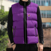 Personalized Purple Black Retro Bowling Sleeveless Puffer Jacket with Cartoon Strike - Wonder Print Shop