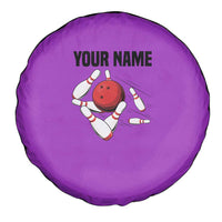 Personalized Purple Black Retro Bowling Spare Tire Cover with Cartoon Strike - Wonder Print Shop