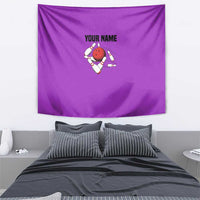 Personalized Purple Black Retro Bowling Tapestry with Cartoon Strike - Wonder Print Shop
