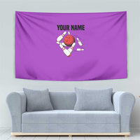 Personalized Purple Black Retro Bowling Tapestry with Cartoon Strike - Wonder Print Shop